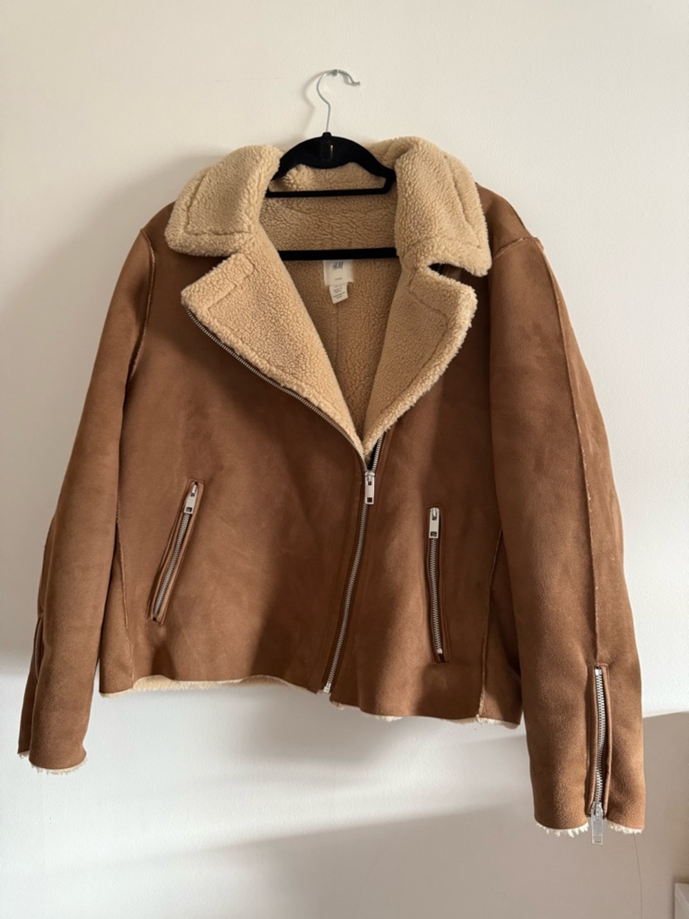 H&M Tan Brown Sherpa-lined Aviator Jacket